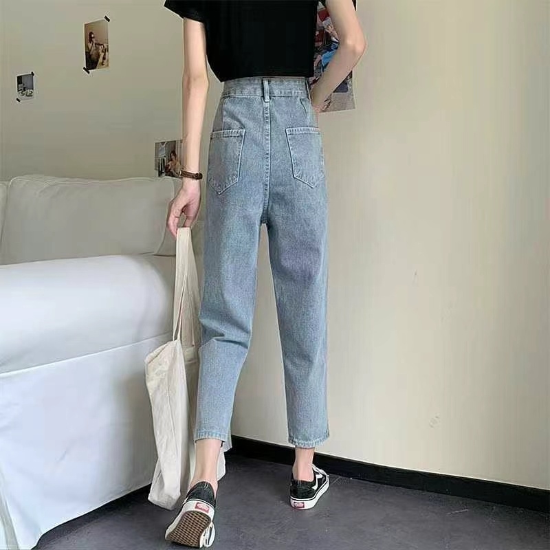 春夏新款女装韩系复古水洗浅色牛仔裤，独立包装带吊牌，码数