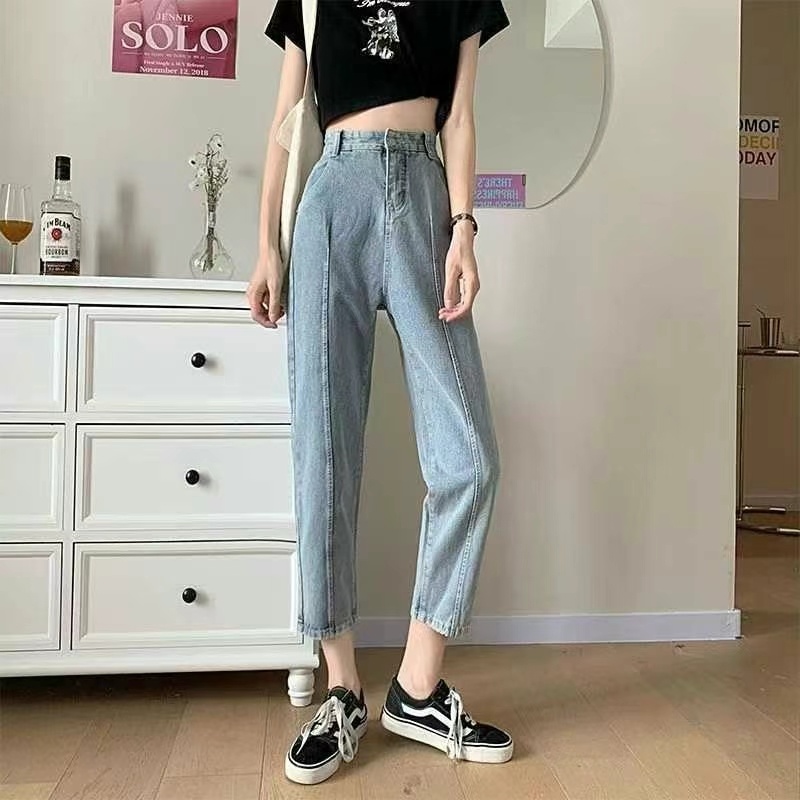 春夏新款女装韩系复古水洗浅色牛仔裤，独立包装带吊牌，码数