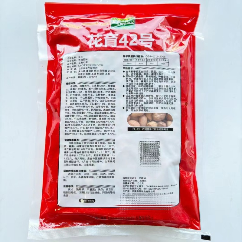 花育42花生种子手工脱壳精选高产抗病薄皮高油花生