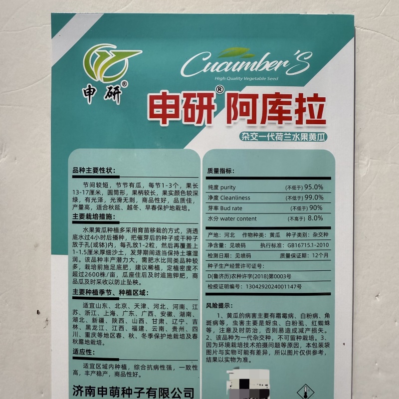 申研阿库拉荷兰水果黄瓜种子无刺小黄瓜旱黄瓜籽阳台盆栽