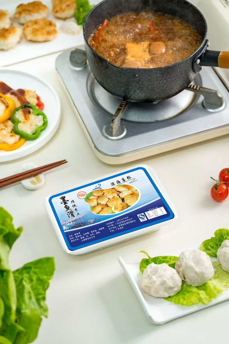 墨鱼滑海鲜丸子墨鱼丸豆捞火锅食材手打墨鱼滑目鱼滑火锅餐饮