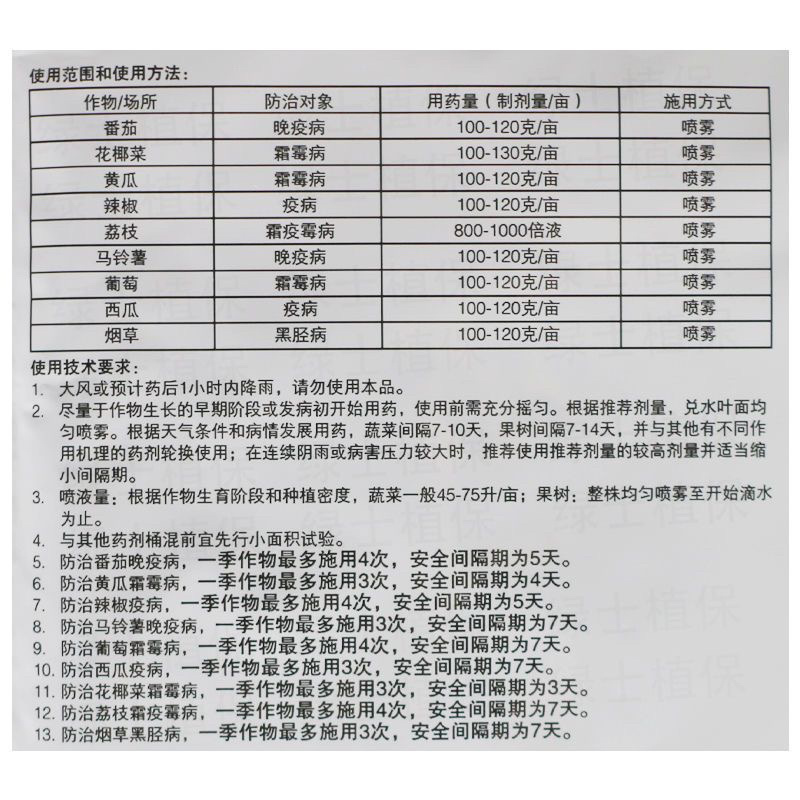 先正达金雷68%精甲霜锰锌杀菌剂农药晚疫病