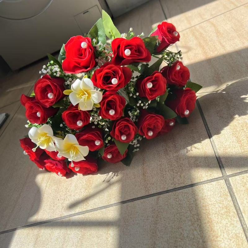 仿真花绢花手捧花百合珍珠玫瑰