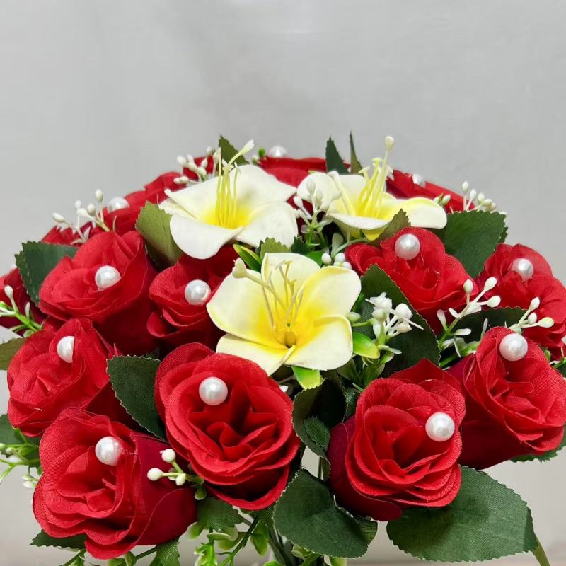 仿真花绢花手捧花百合珍珠玫瑰