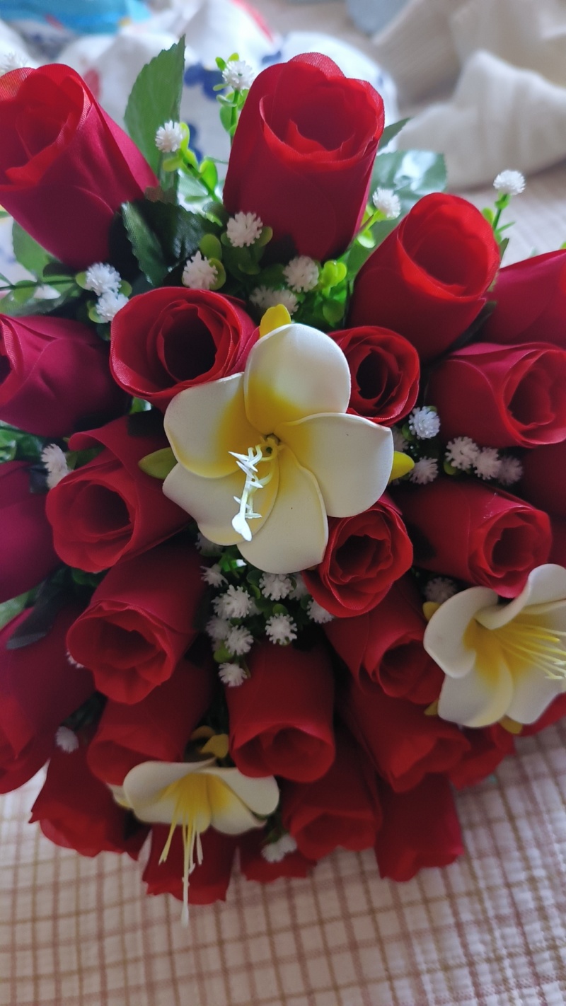 仿真花绢花手捧花百合珍珠玫瑰