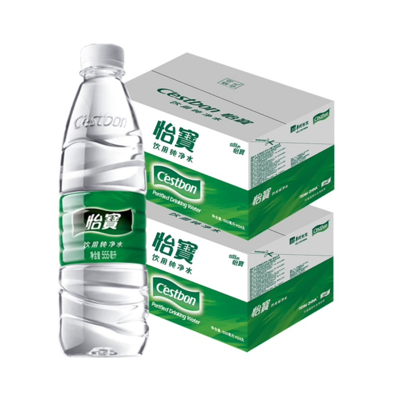 饮用纯净水555ml*12瓶非矿泉水瓶装膜包家庭
