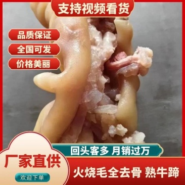 【熟食牛蹄】优质火烧毛全去骨熟牛蹄，优质货源可视频看货