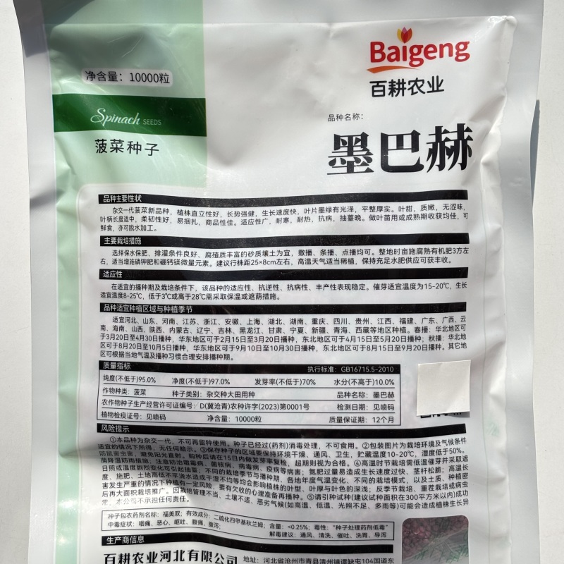 墨巴赫进口菠菜种子基地专用生长快高产叶片肥厚