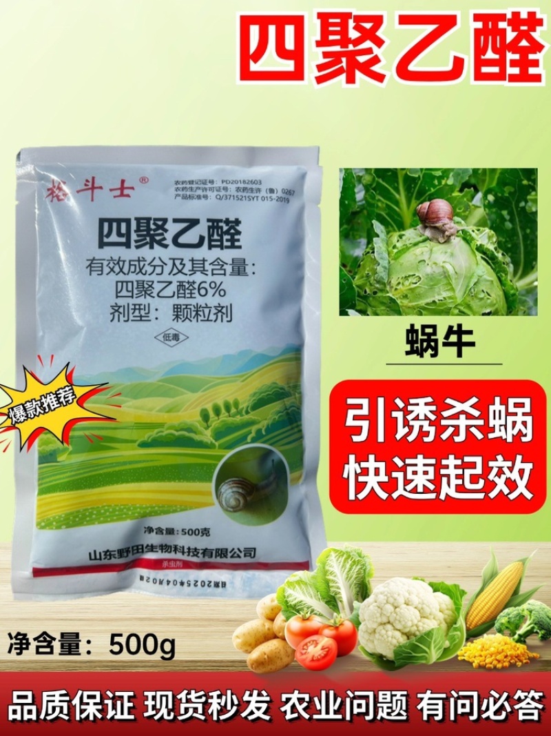 6%四聚乙醛颗粒剂撒施防治蜗牛福寿螺鼻涕虫等