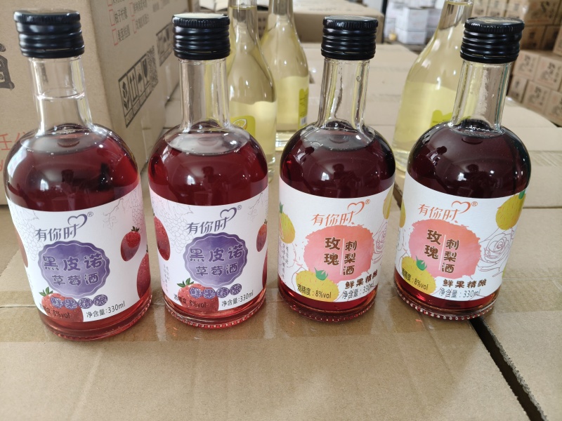 330ml玻璃瓶玫瑰刺梨，茉莉白桃，柚见你，