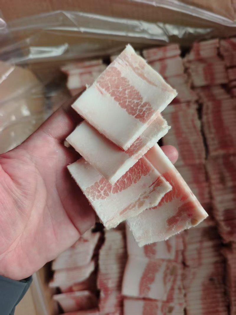 原切五花肉片开箱实拍快餐，团餐，食堂，饭店专用产品腾