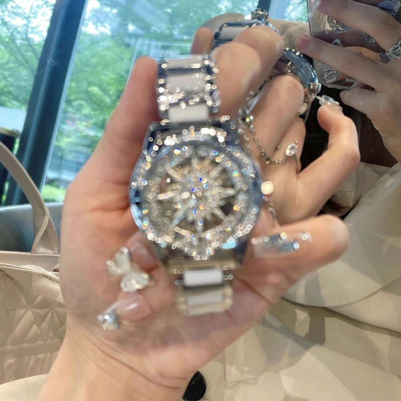 陶瓷镂空新款手表女小众旋转手表女士手表机械表女生高颜值太阳花