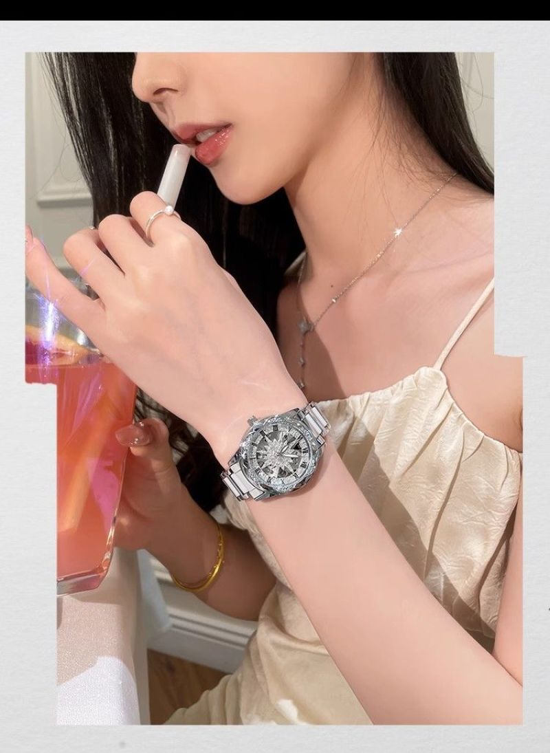 陶瓷镂空新款手表女小众旋转手表女士手表机械表女生高颜值太阳花