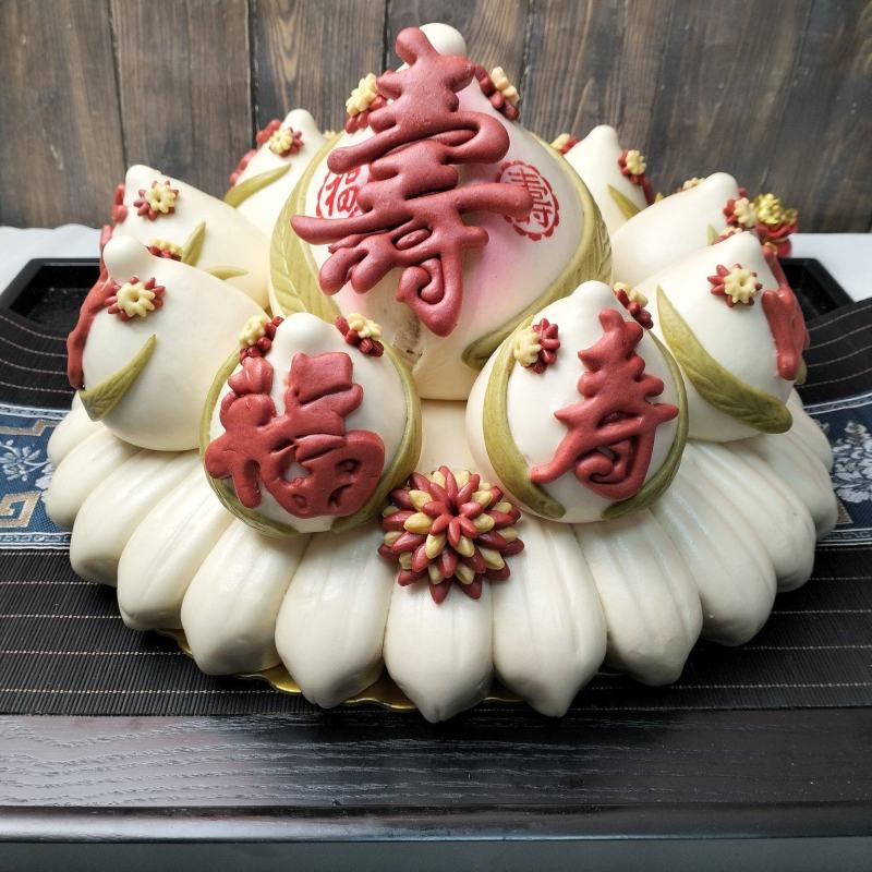 胶东花饽饽寿桃馒头老人祝寿花馍