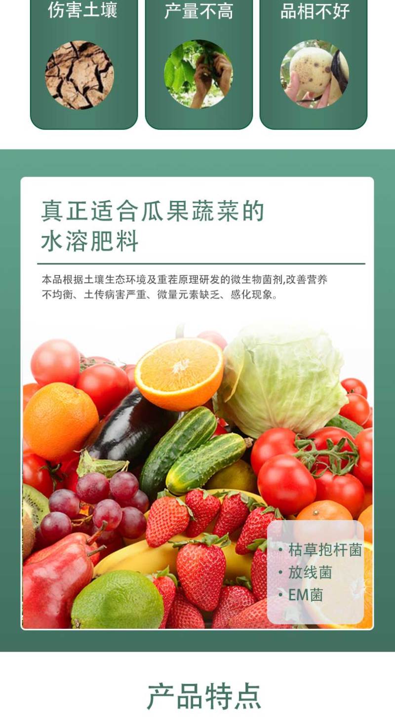微生物菌剂瓜果蔬菜聚能肥改良土壤促根促苗营养全面