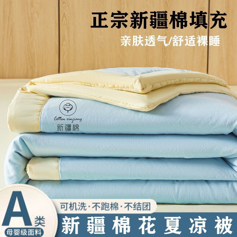100%新疆棉花被夏凉被空调被可机洗单双人学生宿舍棉被子