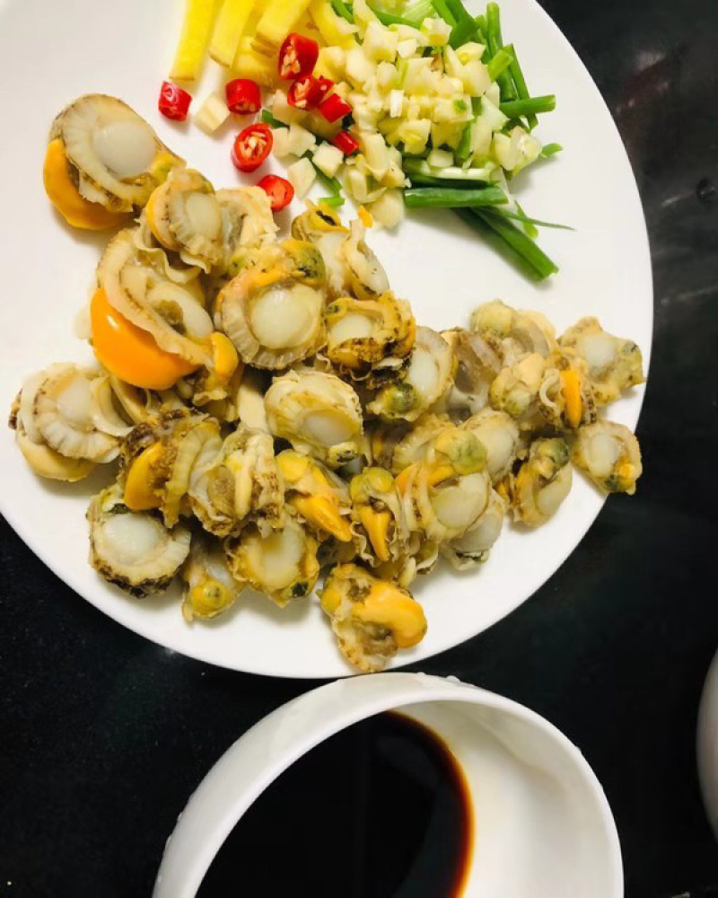 扇贝肉，大个头，带膏，新鲜现剥