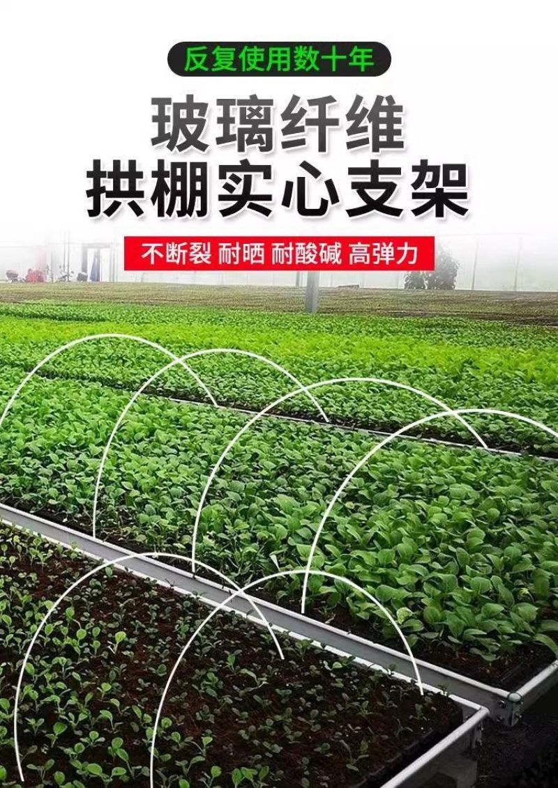 玻璃钢拱棚支架塑料大棚支撑架拱形架子地膜防雨园艺实心拱杆