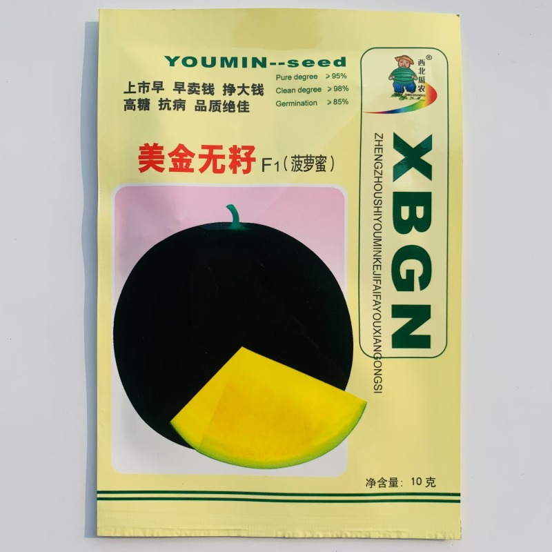 美金无籽菠萝蜜西瓜种子新疆黑皮黄瓤无籽西瓜种籽早熟果皮薄