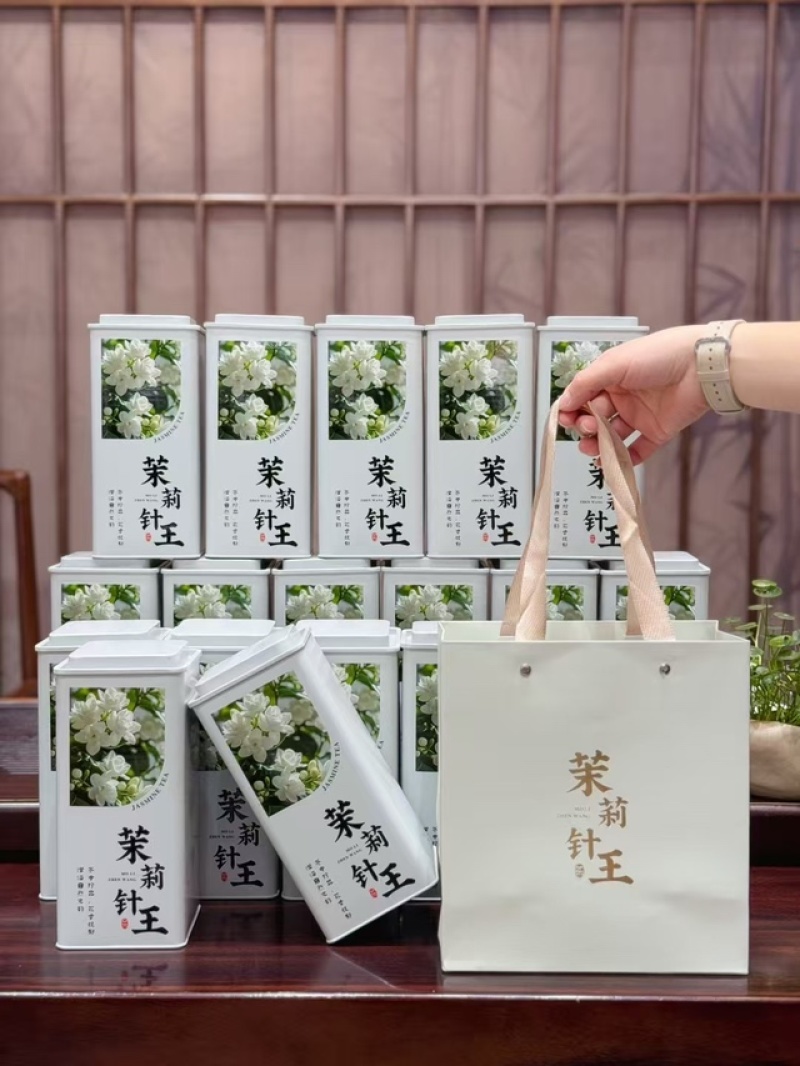 茉莉花茶银针王飘雪花茶500g口感鲜爽全嫩芽一斤2罐茶叶