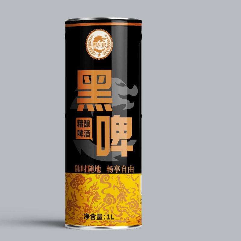 黑啤酒一升罐装黑啤酒。全麦芽发酵精酿啤酒。