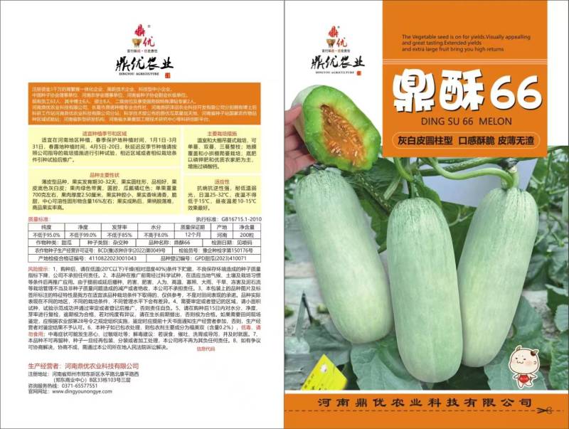 羊角蜜甜瓜种子鼎酥66每棵留4个瓜瓜个2~5斤
