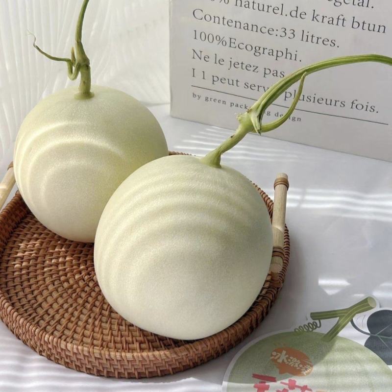 200亩自产网红冰淇淋玉菇甜瓜白皮绿肉甜度高，可视频看货