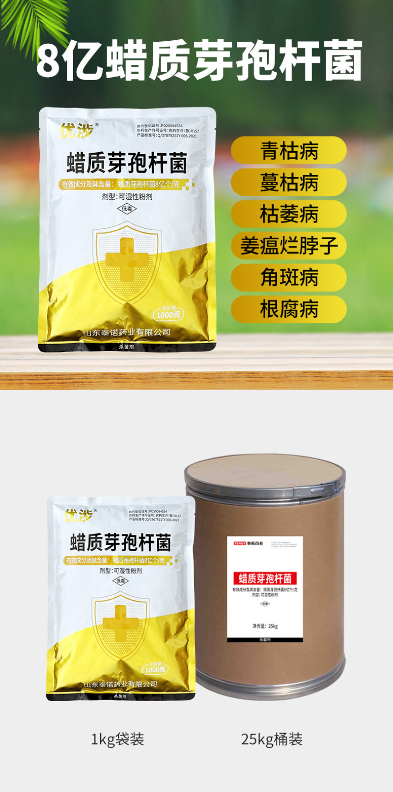 蜡质芽孢杆菌蔬菜果树大姜姜瘟病农药杀菌剂厂家直销