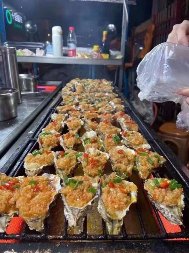潮州蚝一元地摊生蚝批发半壳加工