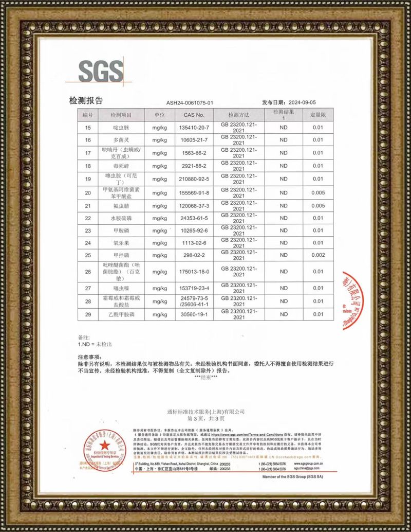 意大利羽衣甘蓝通过SGS29项认证！零农残零重金属