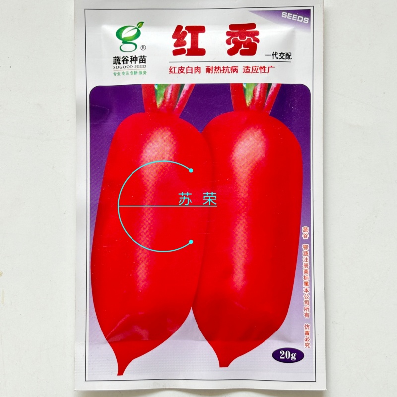 红秀萝卜种子杂交耐热抗病白肉质脆嫩品质佳适应广夏秋红皮萝