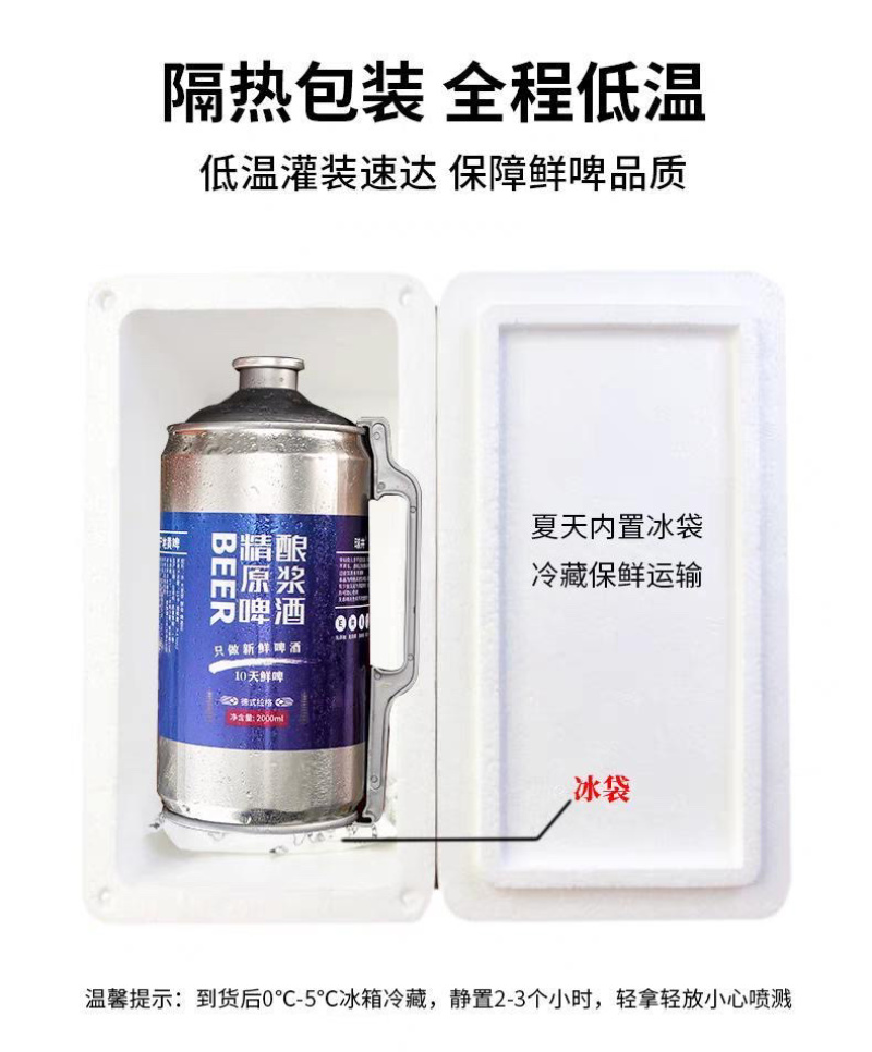 顺丰包邮鲜装青岛瑞井精酿啤酒2L装特惠包邮