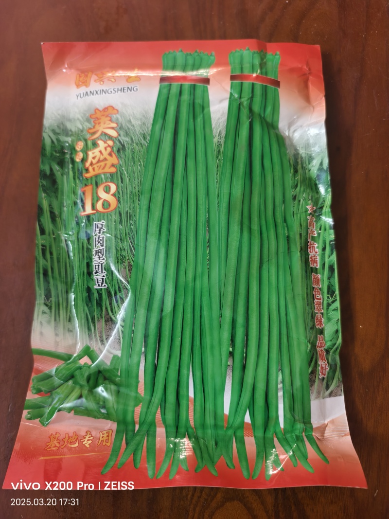 荚盛18豇豆种子，荚条翠绿，条形顺直，肉厚质嫩，厂家直销