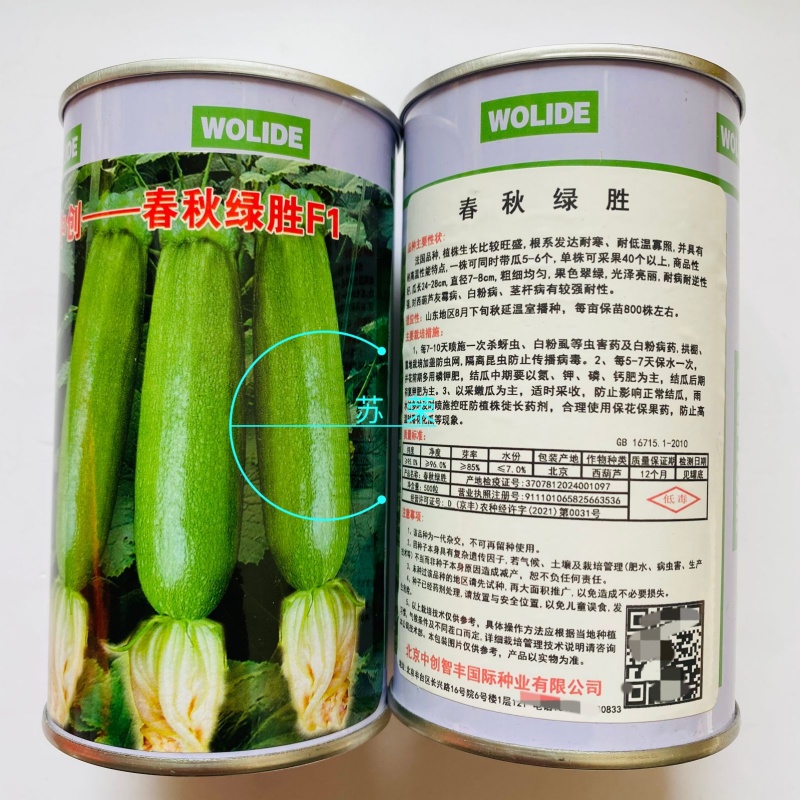中创春秋绿胜翠绿西葫芦种籽抗病耐寒大棚露地春秋季播种
