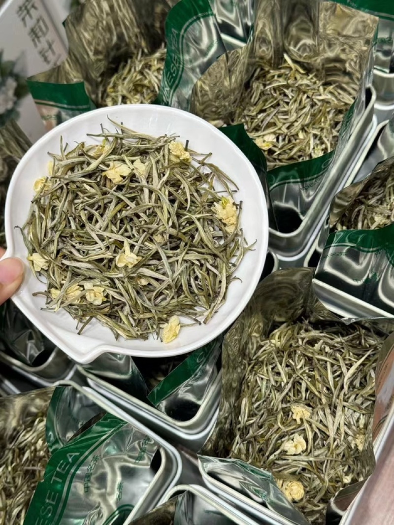 茉莉花茶茉莉针王银针王白亳全芽川茶浓香飘雪500g茶叶