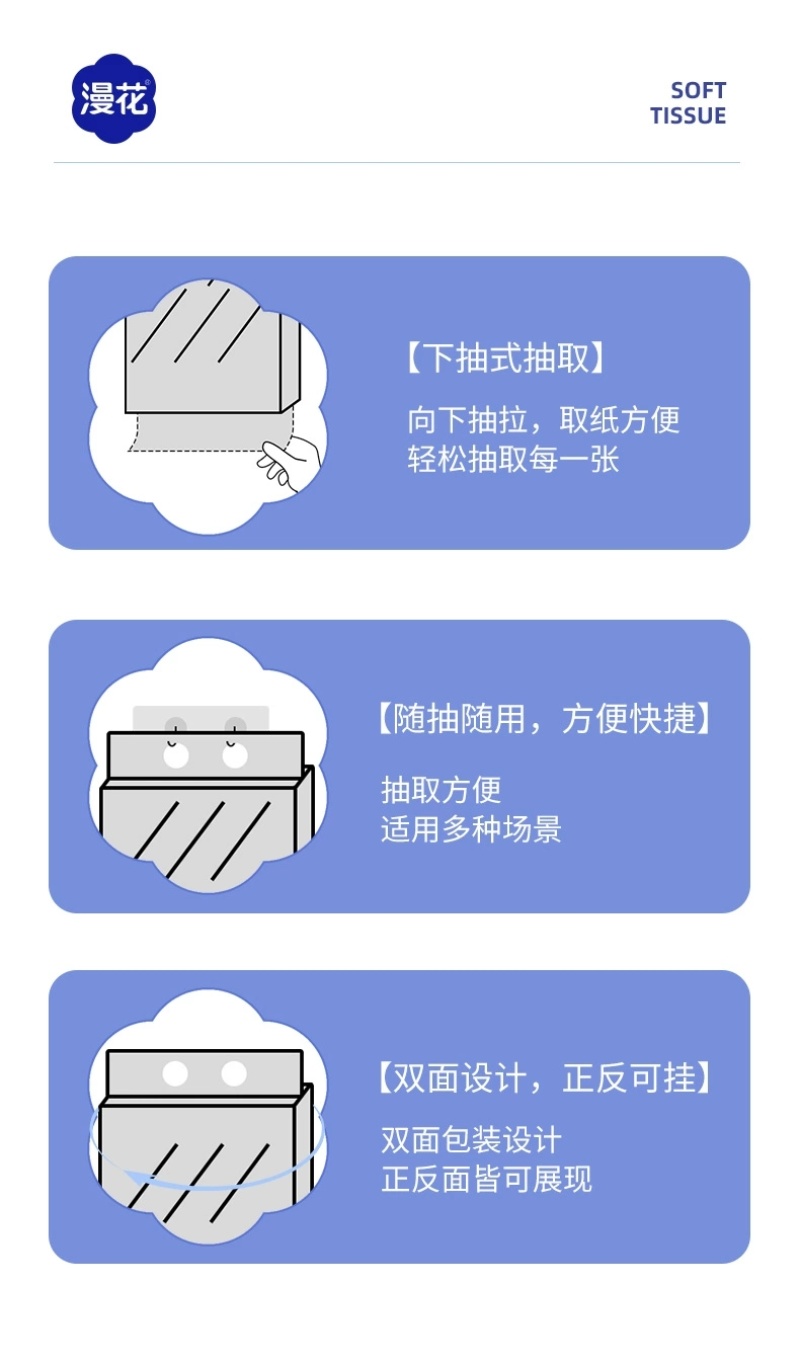 （包邮）漫花悬挂抽纸1280张整箱批家用卫生纸家用餐巾纸