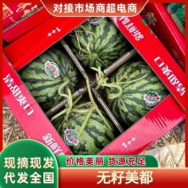 麒麟西瓜无籽有籽美都黑皮无籽瓜8424瓜大量上市产地直发