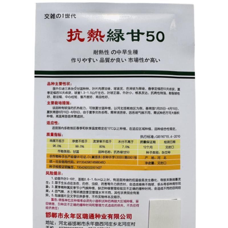抗热绿甘60甘蓝种子耐热绿甘蓝包心菜圆白菜籽春夏秋播蔬菜