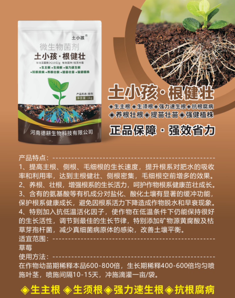 强力生根，生主根生须根，提苗壮根，防根腐强健植株