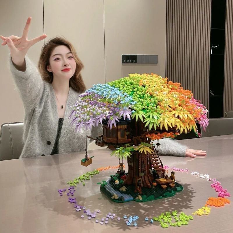 2024新款兼容乐高彩虹树屋拼装积木模型玩具女diy手工