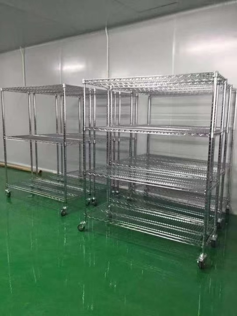 镀铬置物架带轮子货架移动无尘车间货架