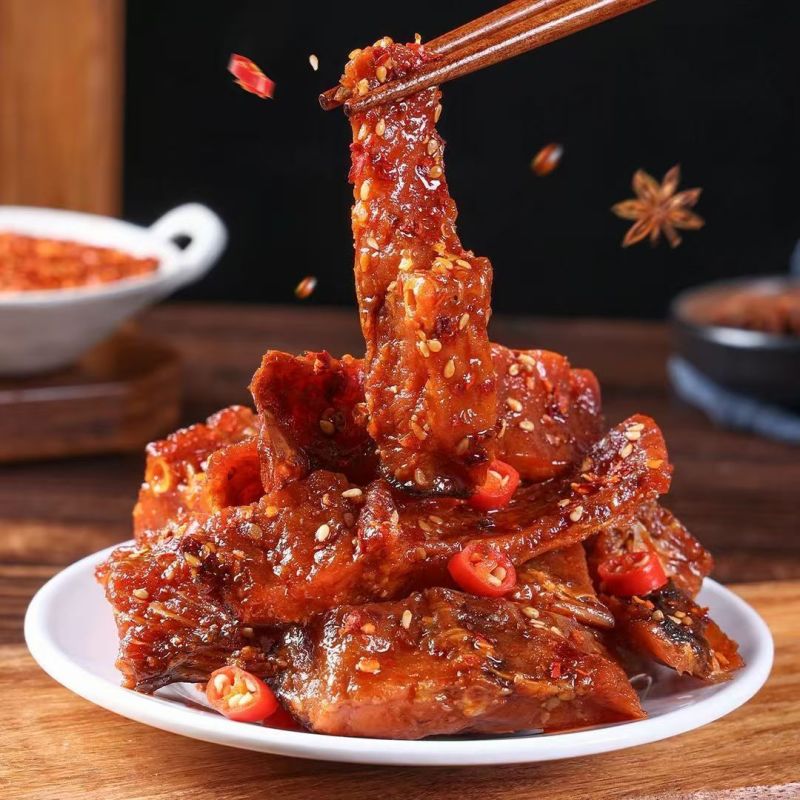 【钜惠25包】爆辣鱼尾鱼排湖南特产劲辣即食鱼块解馋麻辣零