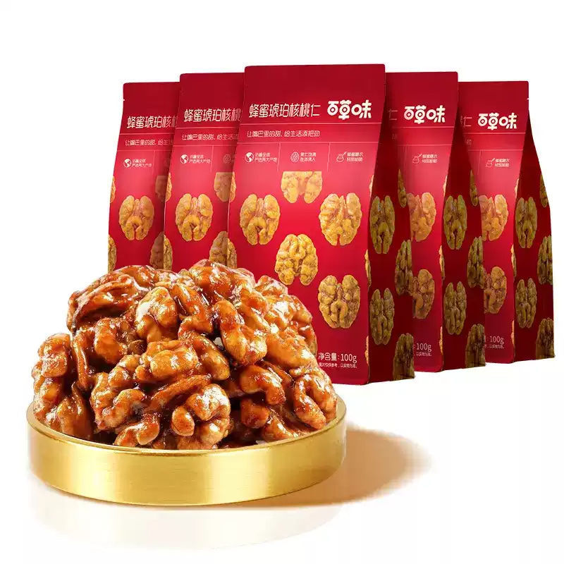 【百草味】蜂蜜琥珀核桃仁150g袋装即食熟核桃仁坚果干果