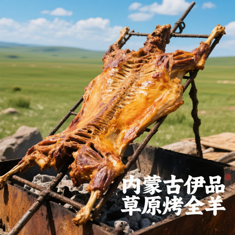 内蒙古草烤全羊【6-8个月草原羔羊】肉香无膻味，货源稳定