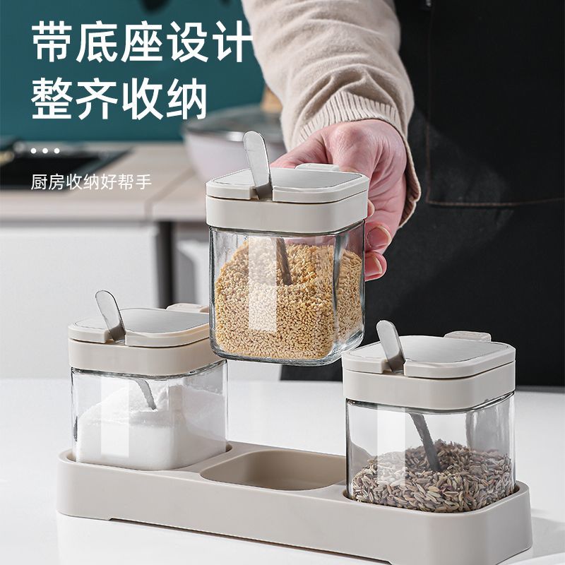 新款调料盒套装家用厨房调料瓶收纳盒带盖调料瓶密封调味罐佐