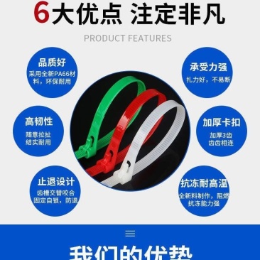 可松式尼龙扎带活扣彩色捆绑带塑料卡扣强力束线带可拆卸重复