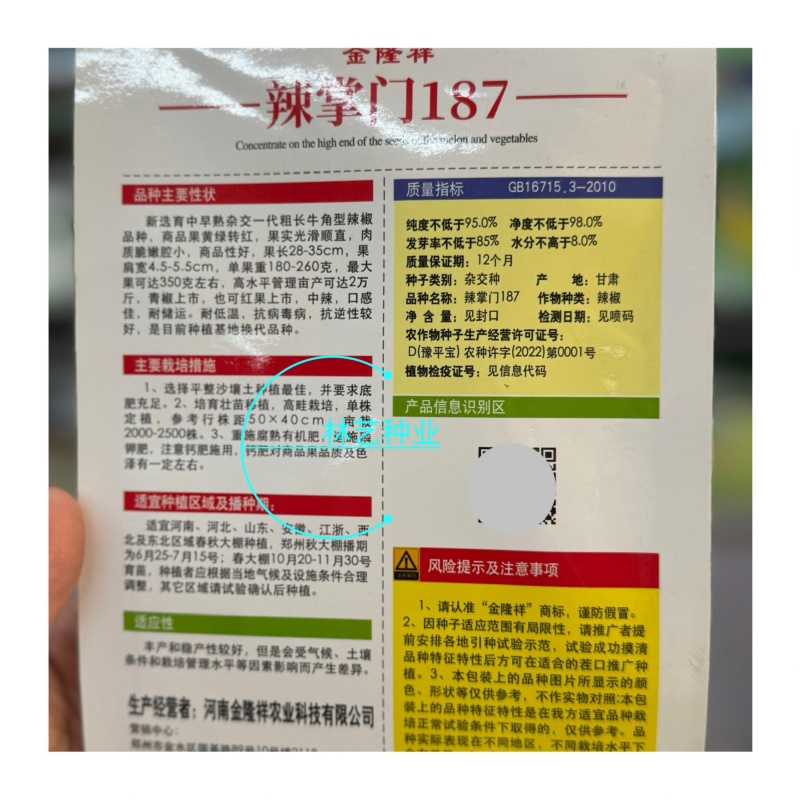 辣掌门187辣椒种子一代杂交粗长牛角型辣椒子黄皮辣