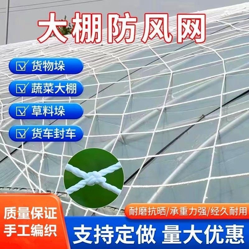 大棚种植防风网盖草垛防刮网种殖养殖尼龙网大孔压膜绳网挡风