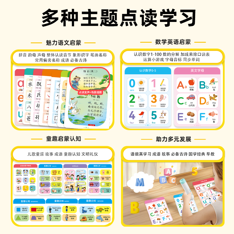 宝宝早教点读笔拼音识字认知启蒙学习机故事机熏听早教机