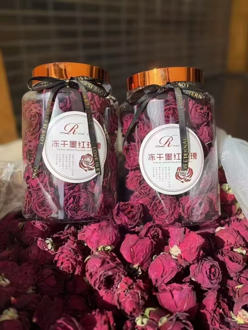 2025年新花云南冻干墨红玫瑰花茶头茬大朵头水花冠干玫瑰